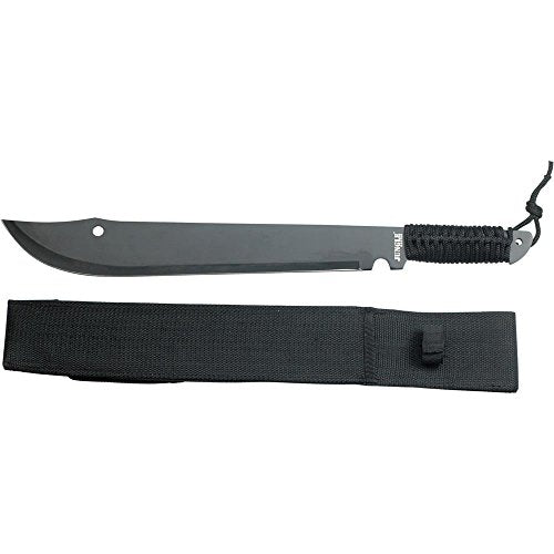 Master Cutlery Jungle Master JM-021 Full Tang Machete, Black Blade, Black Cord-Wrapped Handle, 21-Inch Overall