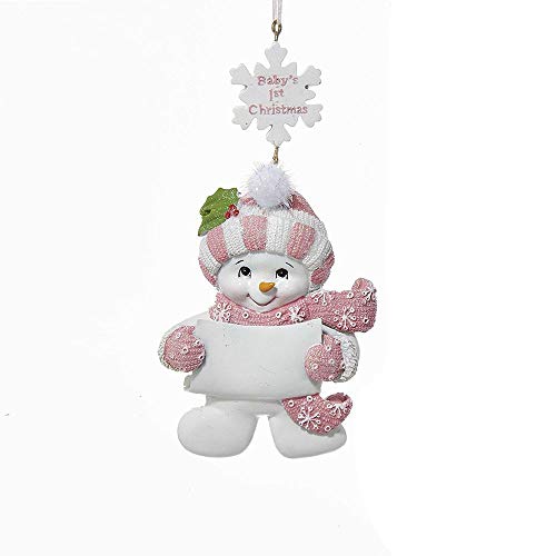 Kurt Adler Baby's 1st Christmas Snow Baby Girl Ornament 5.25 Inches Tall