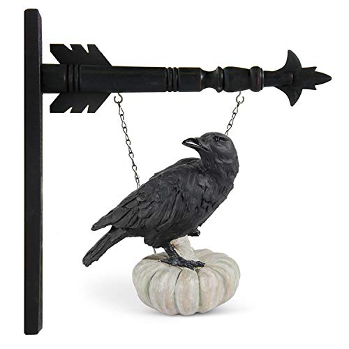 K&K Interiors 41268A-AR 9.75 Inch Resin Crows on White Pumpkin Arrow Replacement, Black