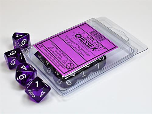 Chessex: d10 Translucent 10 Dice Set: Purple and White - Revised