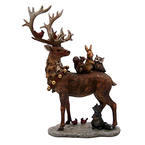 Napco Imports Reindeer and Forrest Friends 16 x 12.5 inch Christmas Table Top Figurine Decoration