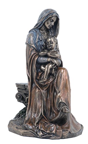 Unicorn Studio 6.75 Inch Mother Mary Holding Baby Jesus Cold Cast Bronze Figurine