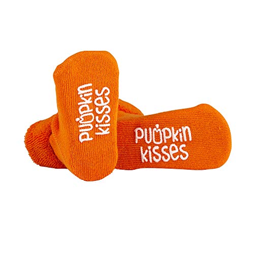 Creative Brands Unisex Children's Halloween Orange Pumpkin Kisses Cotton Crew Socks, Size 3-12 months