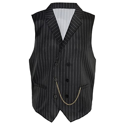 amscan Roaring 20s Gangster Vest Halloween Costume for Men, Gatsby Party, Small/Medium, With Gold-Tone Chain Accent, multicolor (8405257)