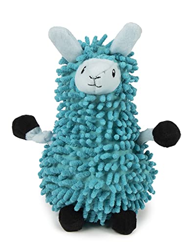 Worldwise goDog, Llama, Squeaker Dog Toy, Chew Resistant, Durable Noodle, Plush, Soft, Tough, Reinforced Seams, Blue, Small
