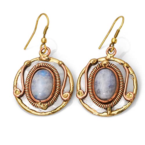 Anju E2212 Mixed Metal Earrings with Moonstone