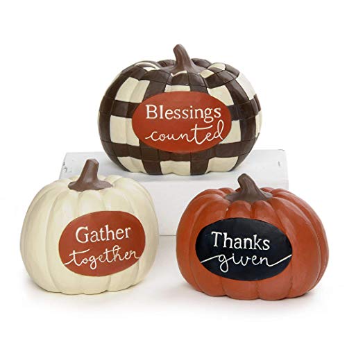 Blossom Bucket 216-13090 Blessings, Thanks and Gather Pumpkins Decorative Sign, Set of 3