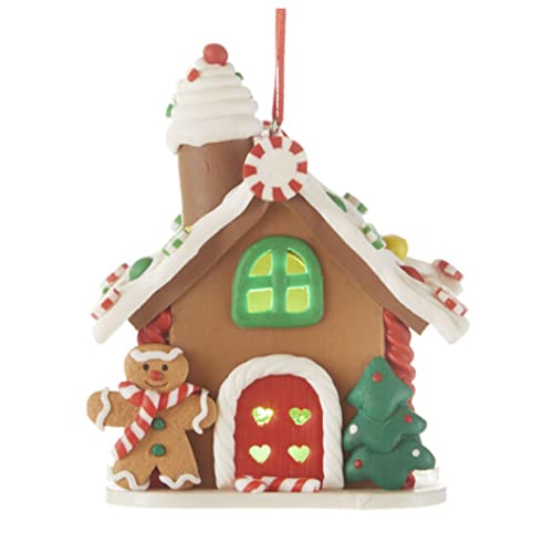Delton Clay LED Gingerbread House Ornament, 3.50-inch Height