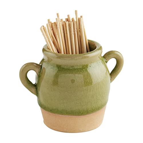 Mud Pie Double Handle Toothpick Pot Set, 2.5" x 2.5", Terracotta, Multicolor