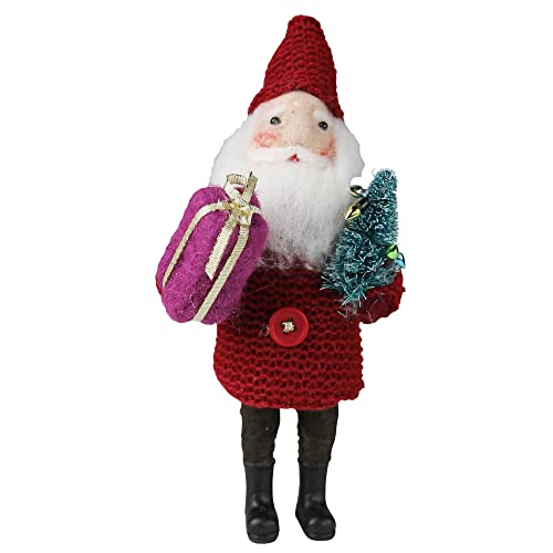 HomArt Santa with Gift and Tree Figurine, 8-inch Height, Felt