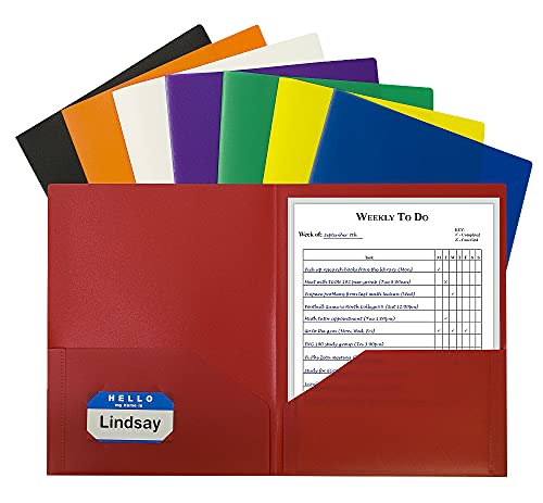 Pens C Line Products Inc Two Pocket Heavyweight Poly Portfolio Assorted Colors, 1/EA - 33950