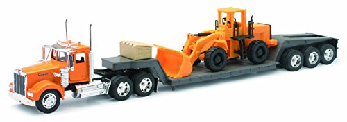 New Ray Toys 10623 Kenworth W900 Lowboy With Construction Tractor