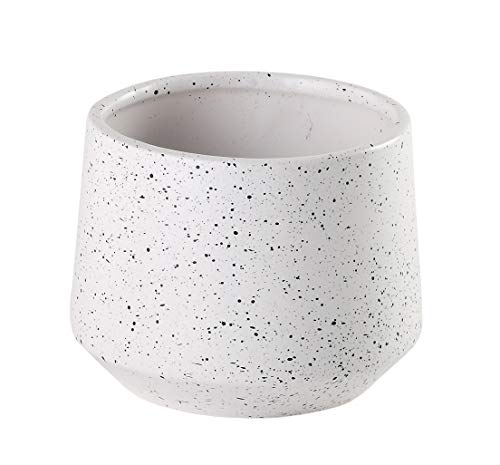 Napco 22092 Ceramic Speckled Planter/Cache Pot, White