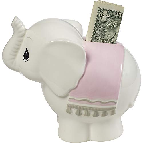 Precious Moments Baby Ceramic Figurine Elephant Money Bank, One Size, Gray