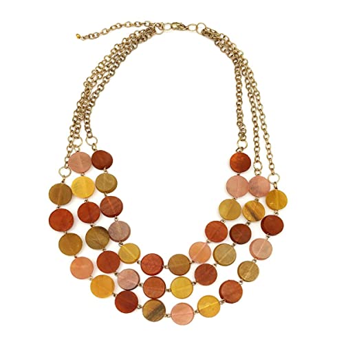 Anju Omala Necklace for Women, 22-inch Length, Shades of Red and Yellow