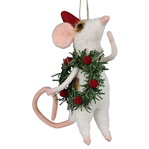 HomArt 95155-0 Mouse with Wreath Ornament, 4.75-inch Height, Felt