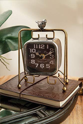 Manual IKCLHE His Eye is On The Sparrow Square Table Clock, Brown