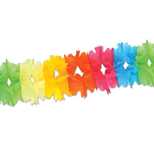 Beistle Tissue Paper Pageant Garland Decoration, 7" by 14-ft 6-inch, Multi Color