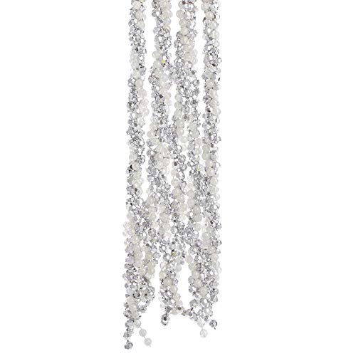 Kurt Adler 108-inch Silver and White Iridescent Twisted Bead Garland