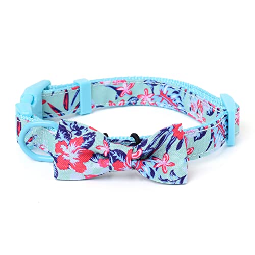 Mile High Life | Natural Wild Flower Collection | Soft Poly Cotton Fabric | Girl Dog Collars | Bowtie Collar (Carnation, Small 11&