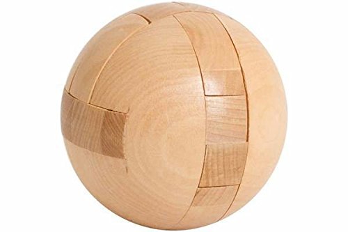 CHH 6103 3 Inch Wooden Ball Shaped Brain Teaser 3D Puzzle, Light Beige