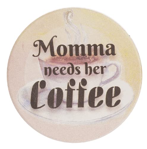 Ganz Momma Needs Her Coffee Car Coaster, 3-inch Diameter, Dolomite