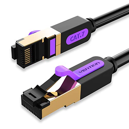 Ethernet Cable 10ft,VENTION Cat7 LAN Cable,SFTP High Speed 10Gbps/600MHz Internet Cable (Cat7 Cable) with Gold Plated Plug RJ45 Connectors,Computer Network Cable for Router, Modem,PC,Laptop(10FT/3M)