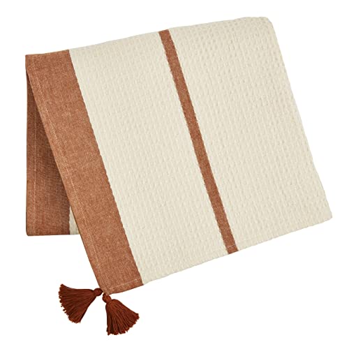 Mud Pie Waffle Chambray Blanket, Terracotta, 60" x 50"