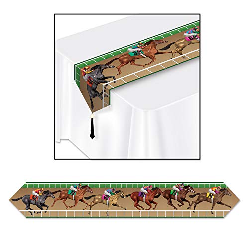 Beistle Horse Racing Printed Pattern Paper Table Runner with Tassle - 1pc