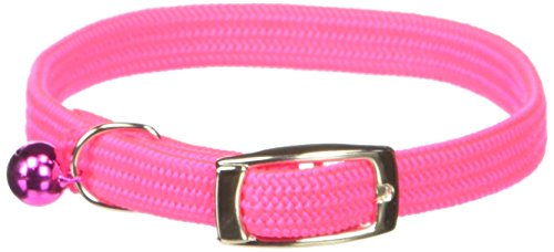 OmniPet Kool Kat Elastic Cat Safety Collar with Bell, Neon Pink, 12"