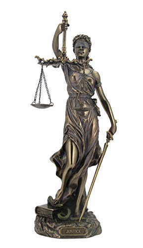 Unicorn Studio WU76457A4 Cardinal Virtues Our Lady of Justice Statue, 12-inch High, Cold Cast Bronze
