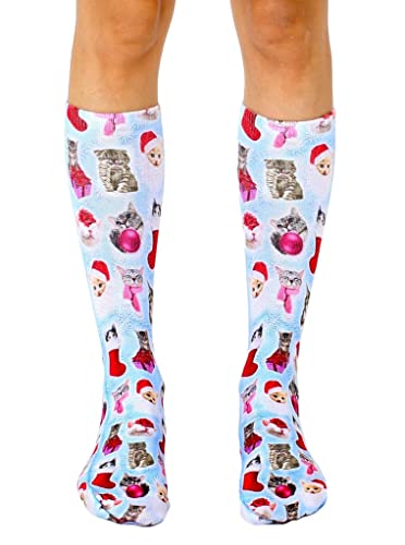 Living Royal 7035C Christmas Kitties Crew Socks, 13-inch Length
