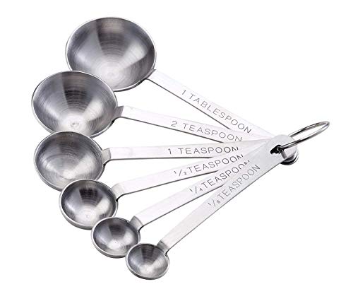 HIC Essentials Stainless Steel Measuring Spoons, 6-Piece Set