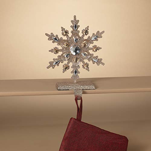 Gerson 2617470 Gold Snowflake Stocking Holder 11" H