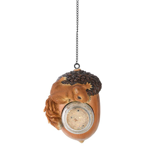 Esschert Design 37000566 Acorn and Squirrel Hanging Peanut Butter Feeder, Resin