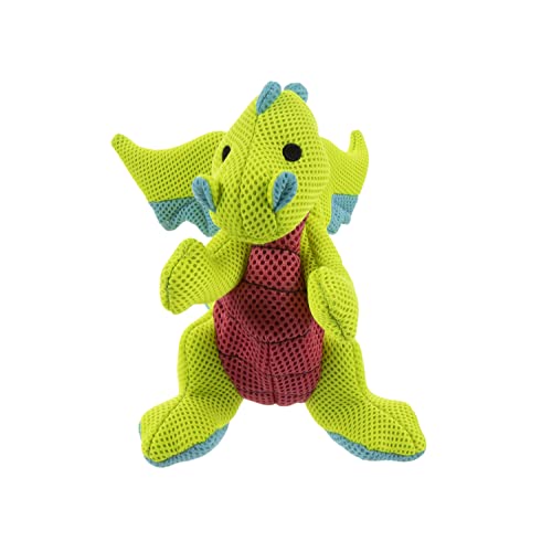 Worldwise goDog Dragons Squeaky Plush Dog Toy, Chew Guard Technology - Green, Small