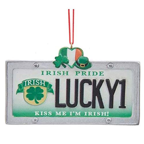 Kurt Adler J8622 Lucky1 Irish License Plate Hanging Ornament, 3-inch Length, Resin