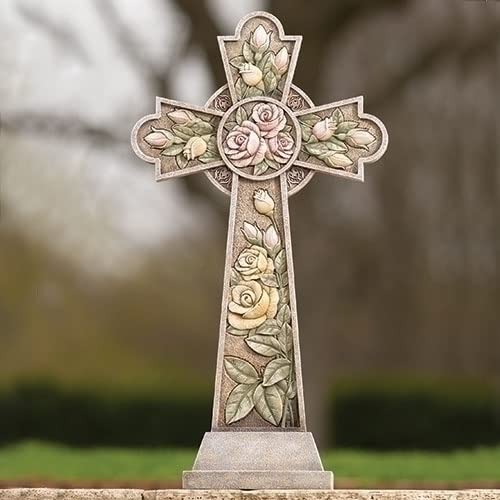 Joseph's Studio by Roman, Garden Statuary Collection, 26" H Garden Cross with Roses, Home D√©cor, Devout Gift, Prayerful Inspiration (13x5x12)