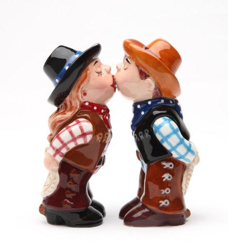 Pacific Trading Cowboy and CowgirlMagnetic Ceremic Salt and Pepper Shakers