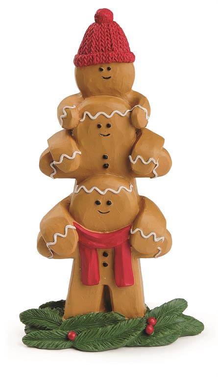 Blossom Bucket 228-13635 Stacked Gingerbread Men with Christmas Greens Figurine, 5-inch Height