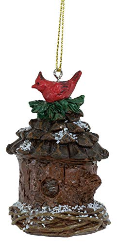 Boston International Christmas Ornament Tree Decoration, 3-Inches, Cardinal Birdhouse