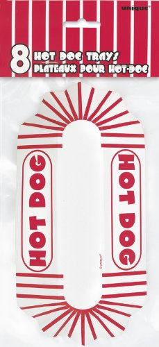 Unique Industries Red & White Striped Paper Hot Dog Trays, 8ct