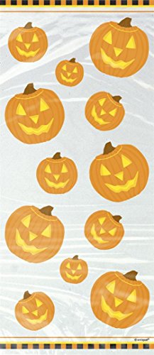 Unique Industries Pumpkin Glow Halloween Cellophane Bags, 20ct