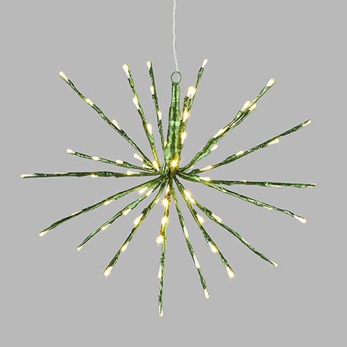 RAZ Imports 2022 Lights 18" Green Starburst Lights W/80 Warm White Led Lights