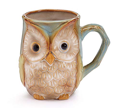 burton + BURTON 9730074 Mug Owl Coloring Printed on Surface, 4 1/4" H √ó 4 3/4" W √ó 3 1/2" D √ó 2 1/2" Opening. Holds 12 oz., Blue/Green