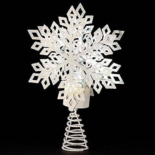 Roman 160252 LED Snowflake Tree Top with Timer, White Light, Plug-in, 12-inch Height, Metal, White