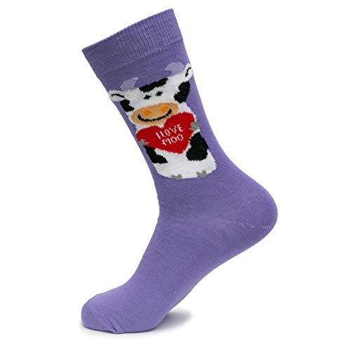 Great Finds I Love Moo, Fancy Colorful Cotton Comfy Novelty Funny Dress Socks Unisex, ANIMALS Patterned Cool Design Gift, Women&
