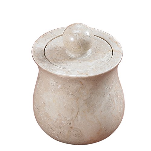 Creative Home Natural Champagne Marble Vase Collection Cotton Ball, Swab Holder, Bathroom Storage Jar Container Organizer, Beige