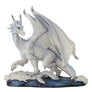 Unicorn Studio Veronese Design 7.5 Inch Glacial White Dragon Mythical Monster Polyresin Hand Painted Drake Figurine Statue