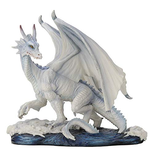 Unicorn Studio Veronese Design 7.5 Inch Glacial White Dragon Mythical Monster Polyresin Hand Painted Drake Figurine Statue